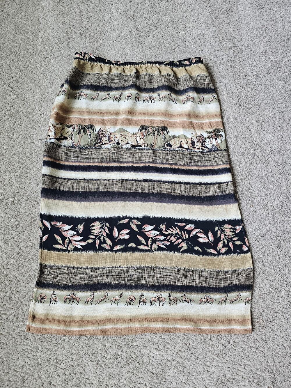 Alfred Dunner Kenya Maxi Skirt Womens Plus Size 14 Safari Animals Boho Chic